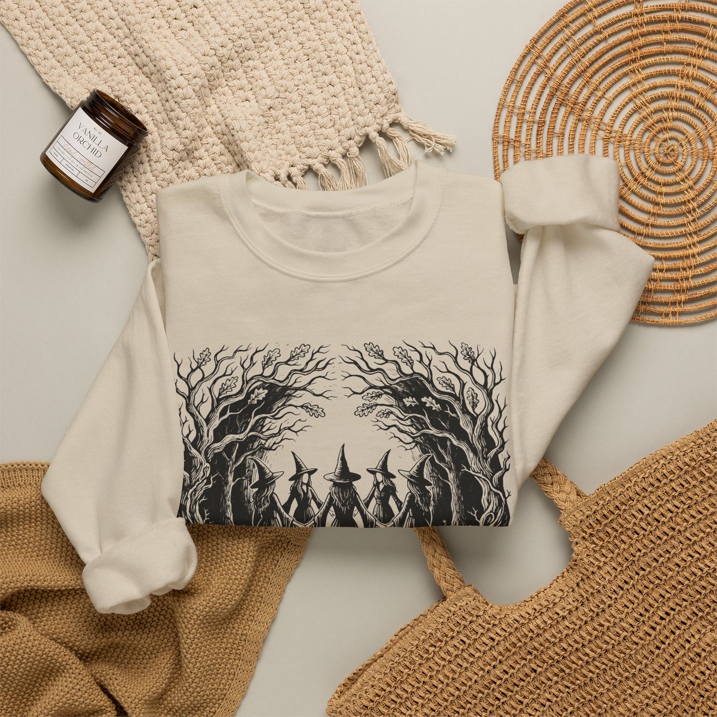 Witch Circle Crewneck Sweatshirt — "God Forbid Women Have Hobbies" Graphic