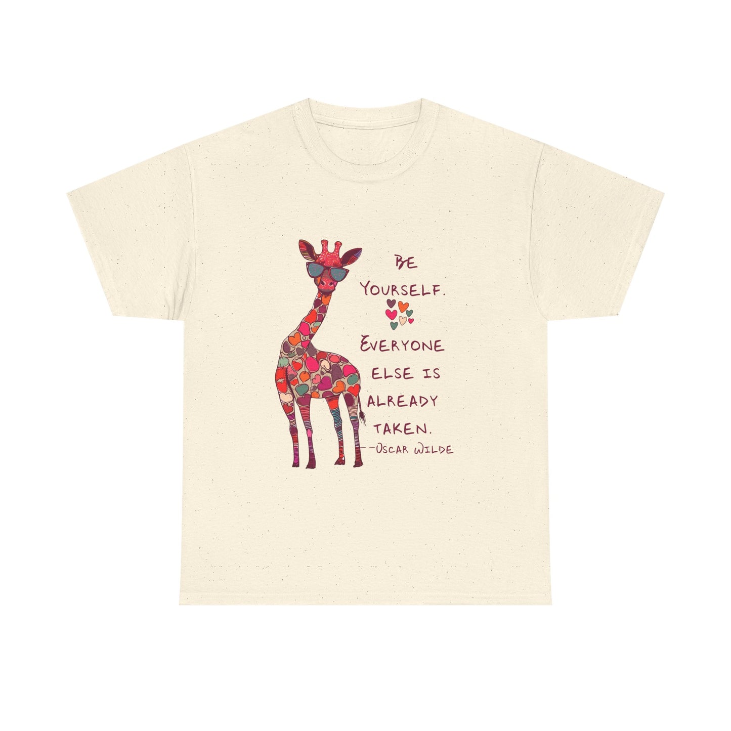 Giraffe Floral Tee — "Be Yourself" Inspirational Graphic T-Shirt