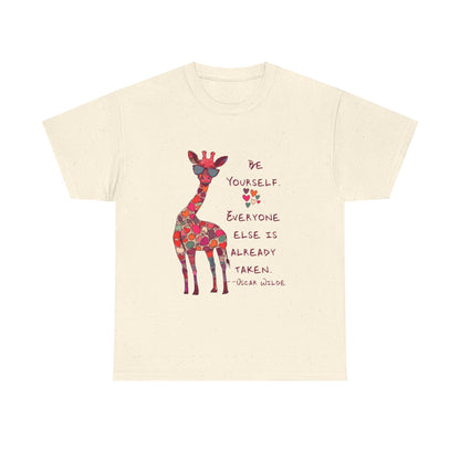 Giraffe Floral Tee — "Be Yourself" Inspirational Graphic T-Shirt