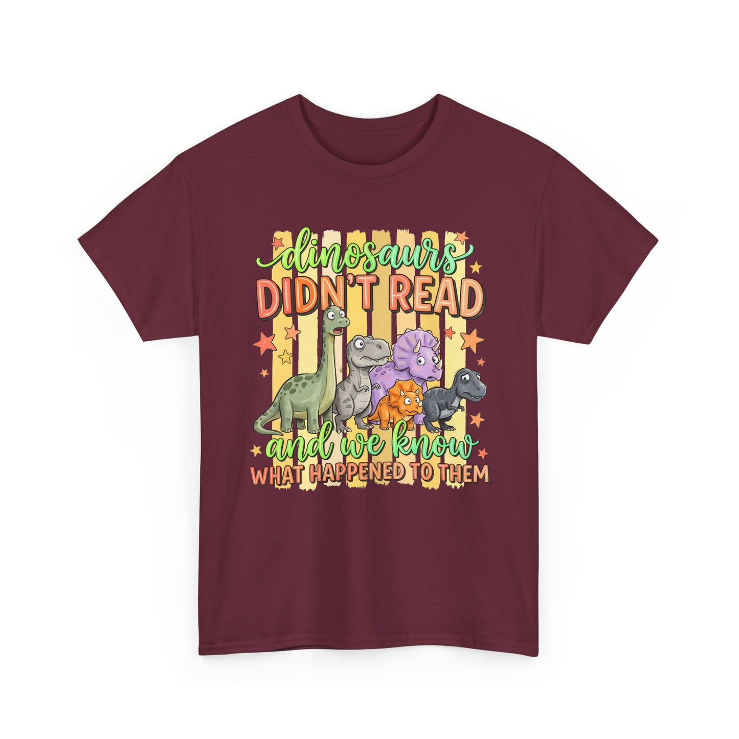 Dinosaur T‑Shirt — "Dinosaurs Didn't Read" Cute Retro Dino Graphic Tee