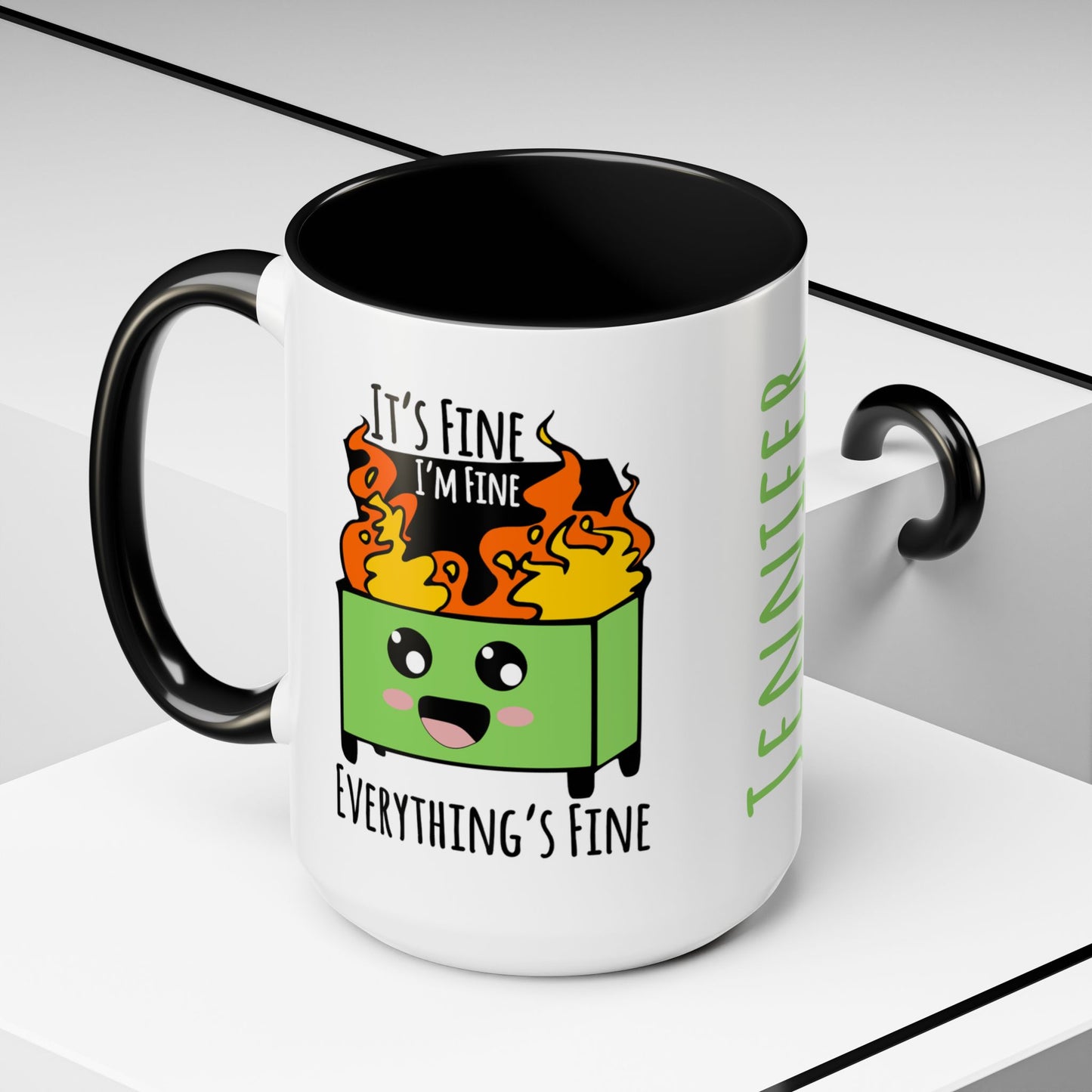 Customizable It's fine, I'm fine, Everything's Fine - Accent Coffee Mug (11, 15oz)