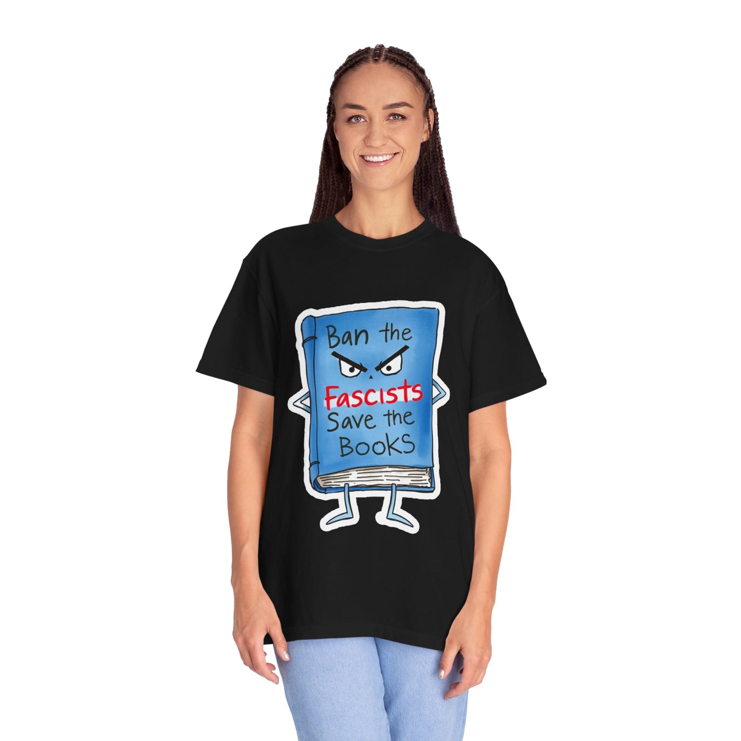 T-Shirt — "Ban the Fascists, Save the Books" Graphic Tee