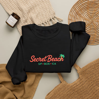 Secret Beach embroidered Crewneck Sweatshirt — Retro Palm Beach Vibes