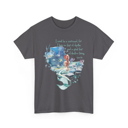 Mermaid Quote T-Shirt — 'I Must Be a Mermaid' Watercolor Tee  - dark olors