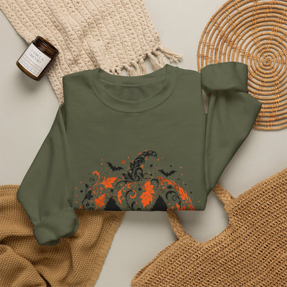 Halloween Pumpkin Crewneck Sweatshirt – Floral Jack-O'-Lantern Design