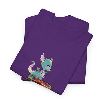 Book Dragon T-Shirt — Cute Book Stack Dragons Reading Tee