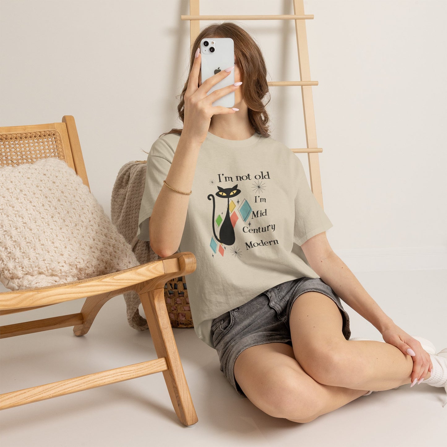 Mid-Century Modern Cat T-Shirt – "I'm Not Old I'm Mid Century Modern" Retro Graphic Tee