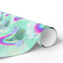 Mint Swirl Castle and Rainbow Wrapping Paper Roll — Iridescent Confetti Gift Wrap for Birthdays & Holidays