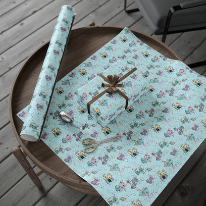 Cute Dragons Gift Wrap (Blue)