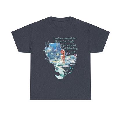 Mermaid Quote T-Shirt — 'I Must Be a Mermaid' Watercolor Tee  - dark olors
