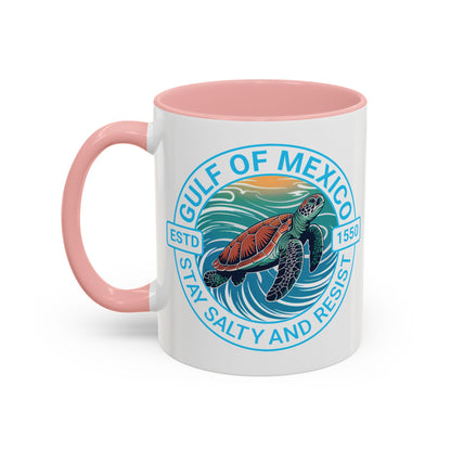 Gulf of Mexico Turtle Coffee Mug — "Stay Salty and Resist" Accent Ceramic Mug