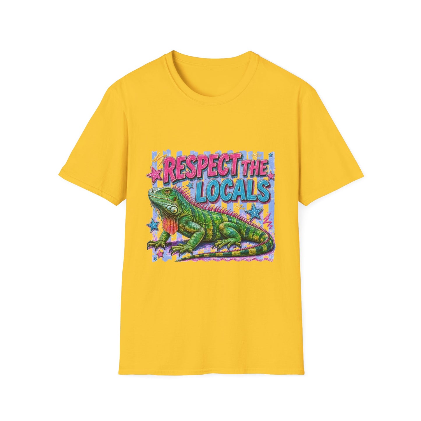 Respect the Locals T-Shirt — Colorful Iguana Graphic Tee