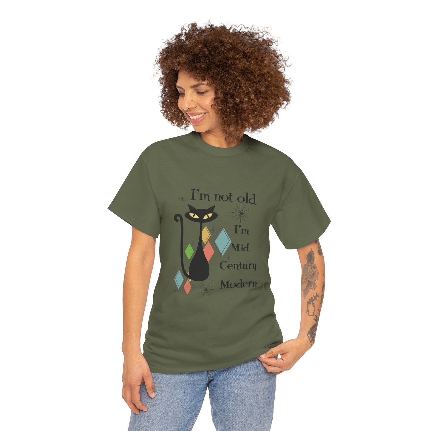 Mid-Century Modern Cat T-Shirt – "I'm Not Old I'm Mid Century Modern" Retro Graphic Tee