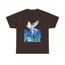 Babe With the Power Graphic Tee — Retro Blue Psychedelic Owl Design