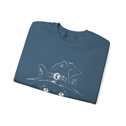 Witch Cat Crewneck Sweatshirt – Black Cat in Witch Hat Graphic