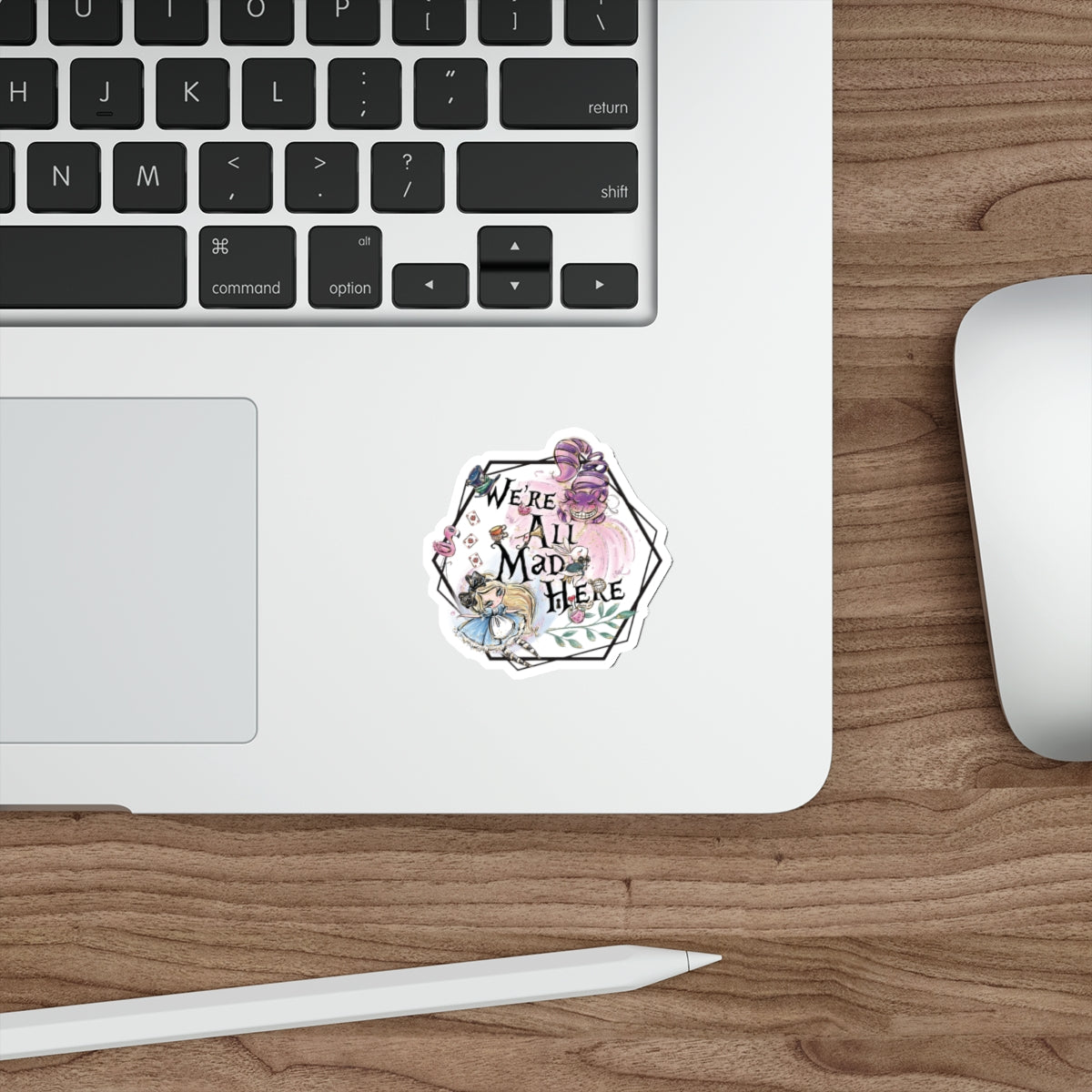 Alice in Wonderland 'We're All Mad Here' Die-Cut Sticker