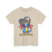 Dragon Heart T‑Shirt — Cute Blue Dragon 'Here Be Dragons' Tee