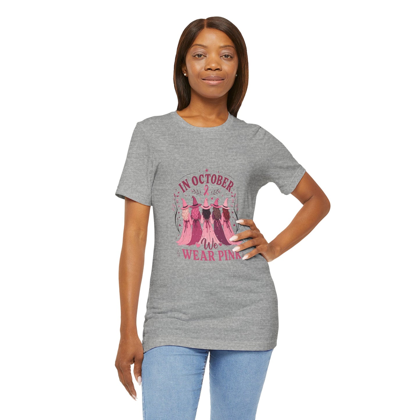 Breast Cancer Awareness Tee — "In October We Wear Pink" Short Sleeve Shirt