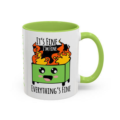 Customizable It's fine, I'm fine, Everything's Fine - Accent Coffee Mug (11, 15oz)
