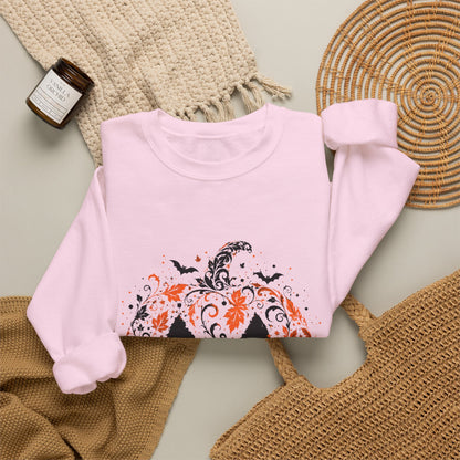 Halloween Pumpkin Crewneck Sweatshirt – Floral Jack-O'-Lantern Design