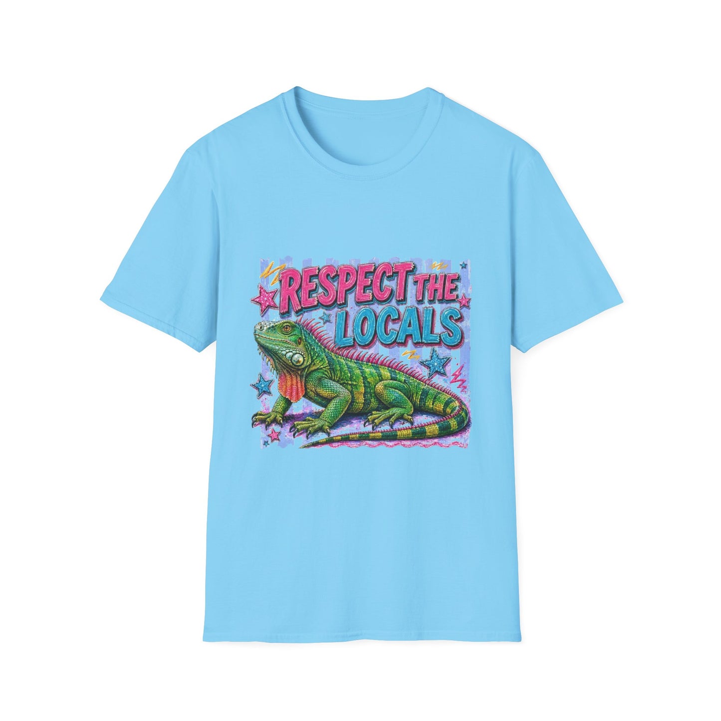 Respect the Locals T-Shirt — Colorful Iguana Graphic Tee
