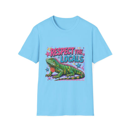 Respect the Locals T-Shirt — Colorful Iguana Graphic Tee