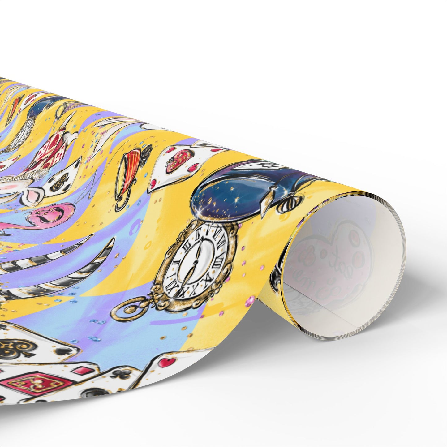 Alice in Wonderland Patterned Gift Wrap (Clocks, Teacups & Playing Cards)
