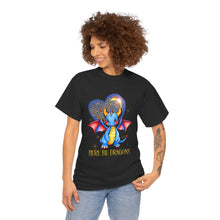 Dragon Heart T‑Shirt — Cute Blue Dragon 'Here Be Dragons' Tee