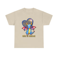 Dragon Heart T‑Shirt — Cute Blue Dragon 'Here Be Dragons' Tee