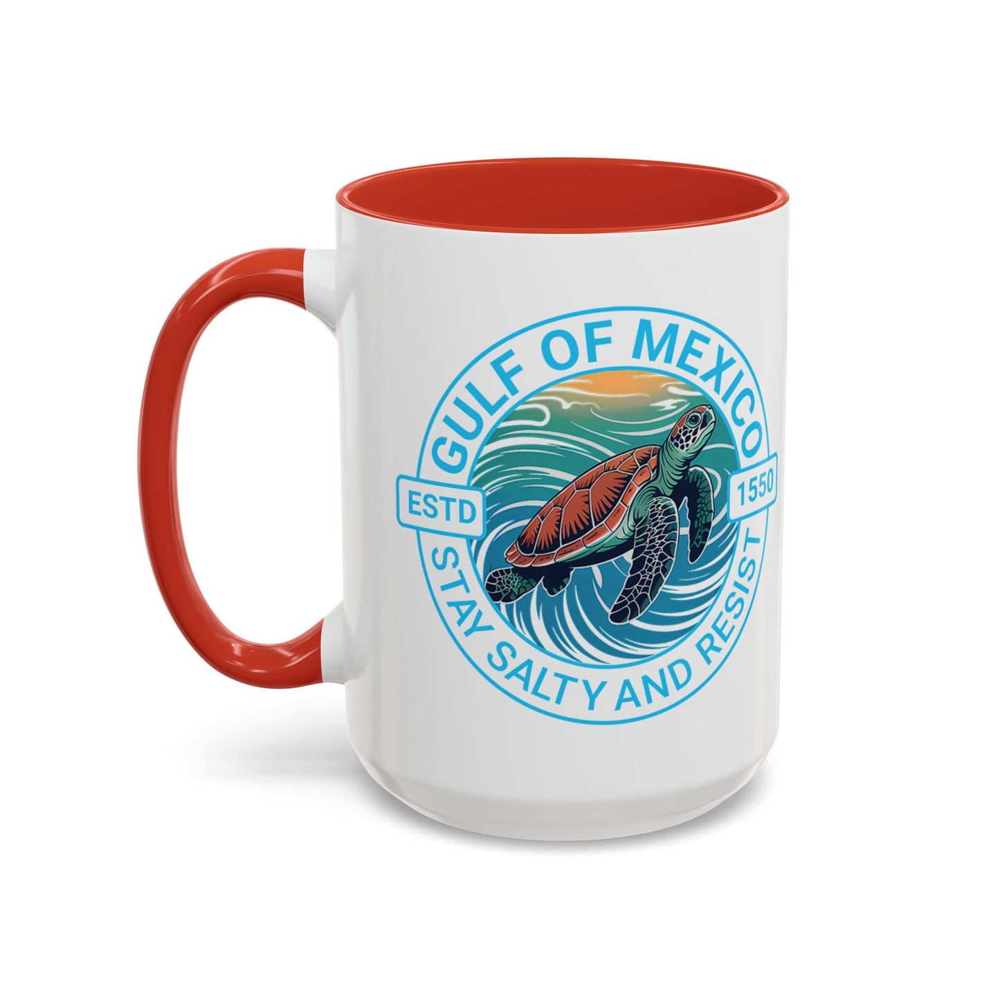 Gulf of Mexico Turtle Coffee Mug — "Stay Salty and Resist" Accent Ceramic Mug