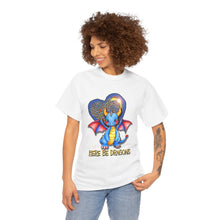 Dragon Heart T‑Shirt — Cute Blue Dragon 'Here Be Dragons' Tee
