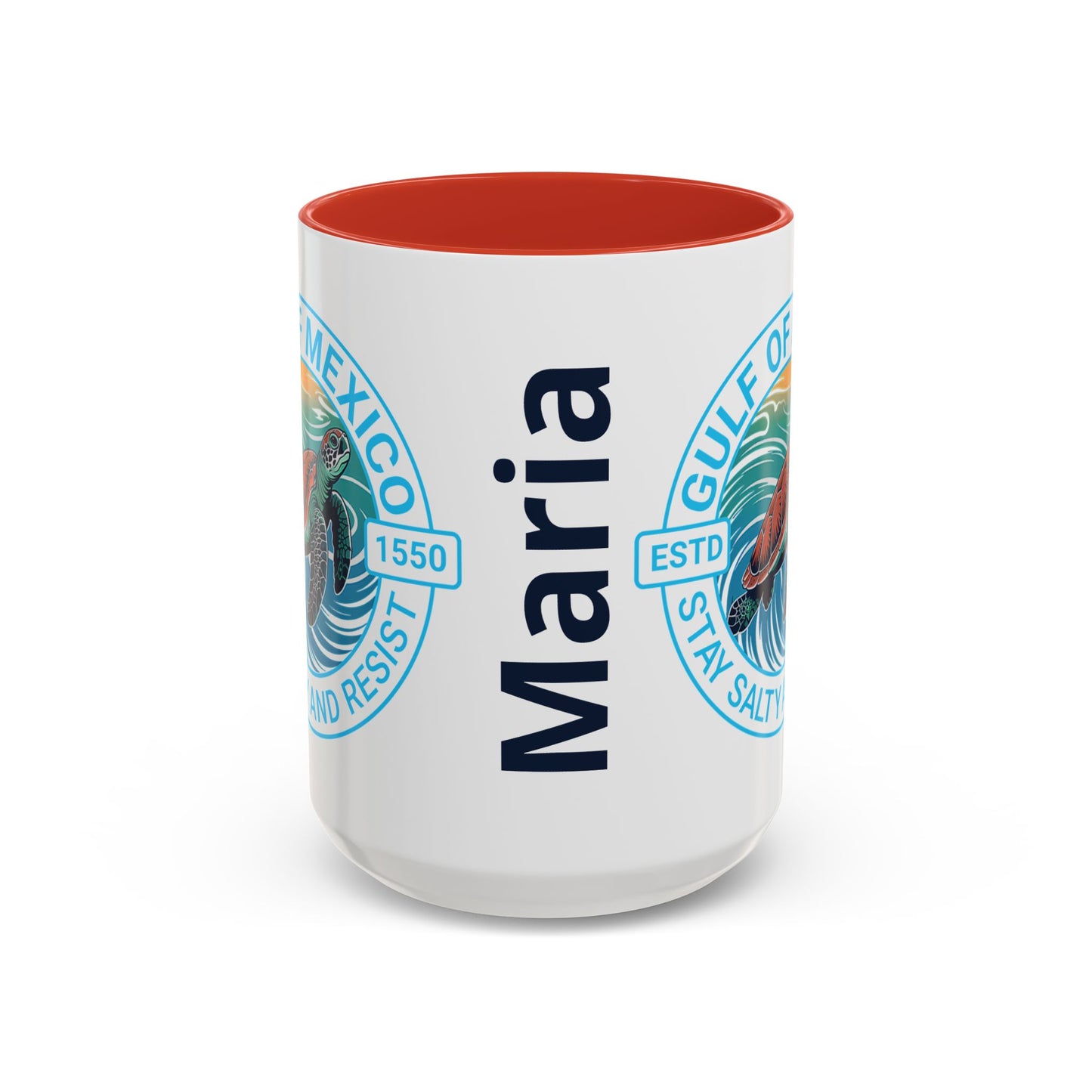 Customizable Gulf of Mexico Turtle Coffee Mug — "Stay Salty and Resist" Accent Ceramic Mug