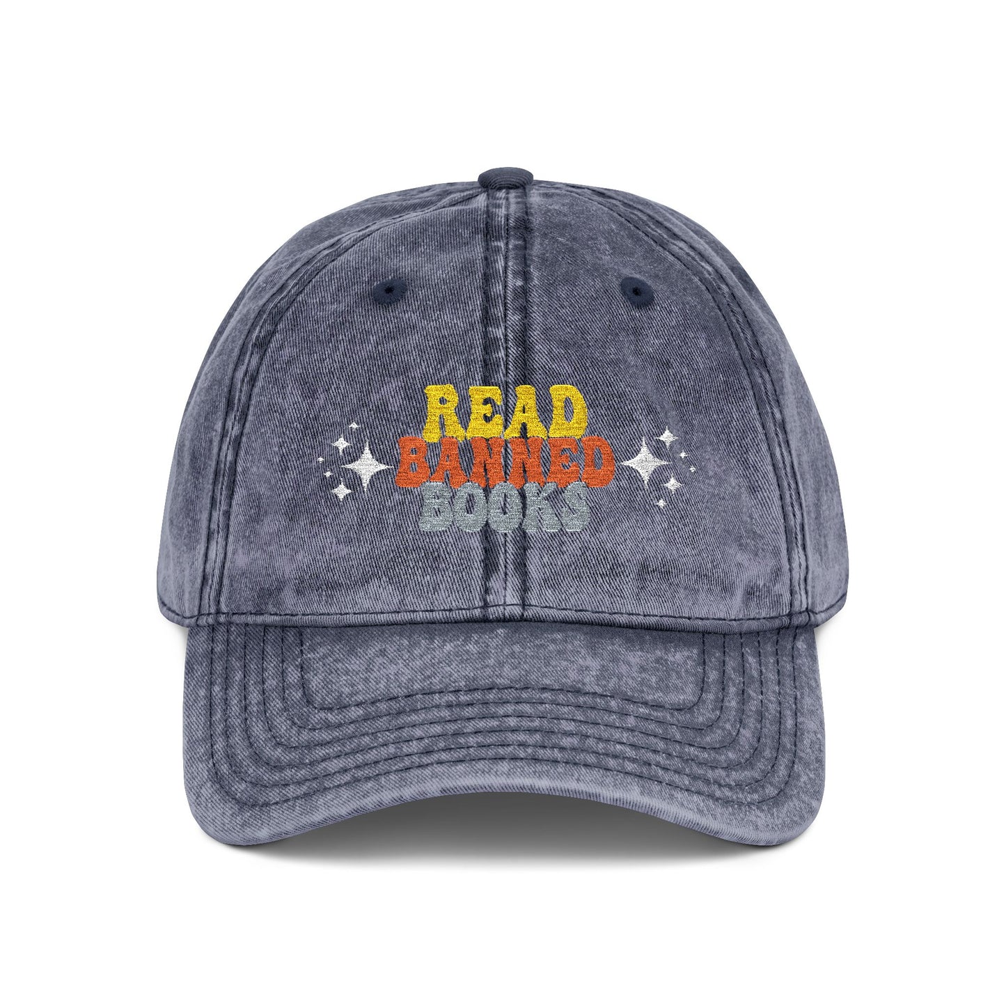Vintage Embroidered Cap – "Read Banned Books" Retro Cotton Hat