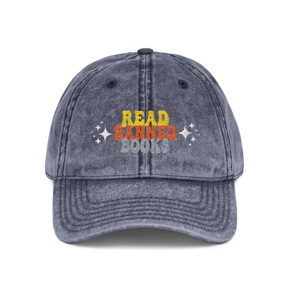 Vintage Embroidered Cap – "Read Banned Books" Retro Cotton Hat