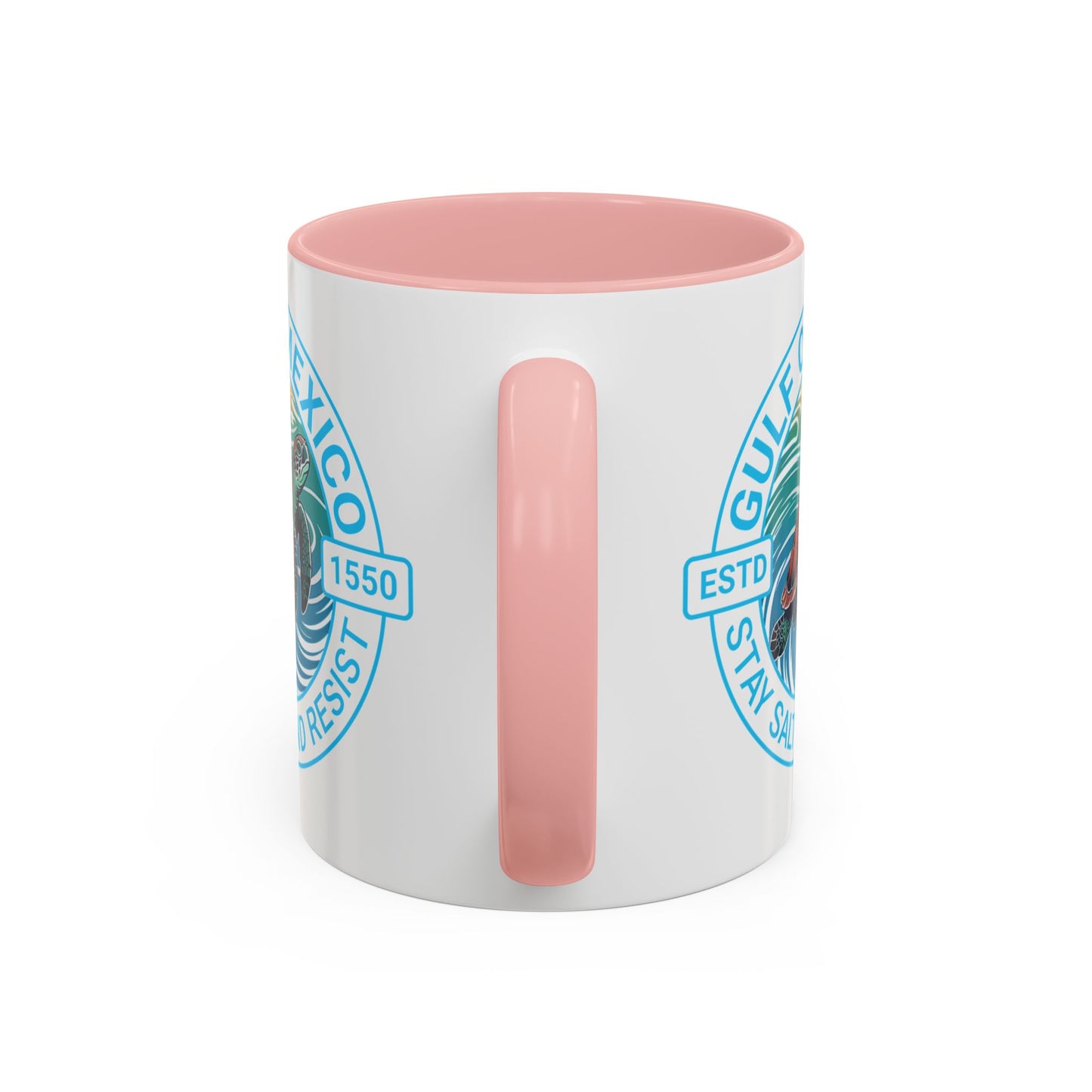 Customizable Gulf of Mexico Turtle Coffee Mug — "Stay Salty and Resist" Accent Ceramic Mug