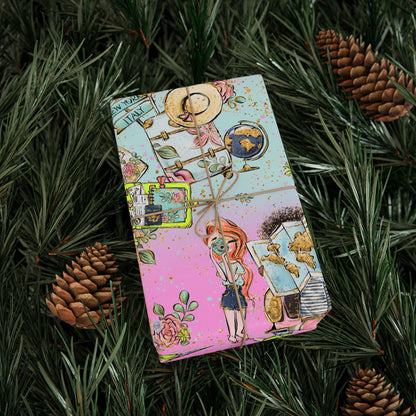 Wanderlust Wrapping Paper - Fun travel Gift Wrap