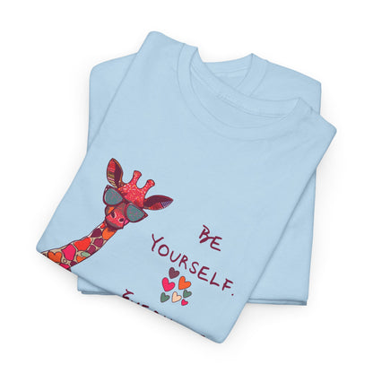 Giraffe Floral Tee — "Be Yourself" Inspirational Graphic T-Shirt