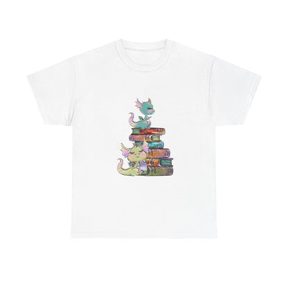 Book Dragon T-Shirt — Cute Book Stack Dragons Reading Tee