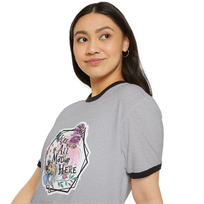 Alice in Wonderland "We're All Mad Here" Ringer T-Shirt