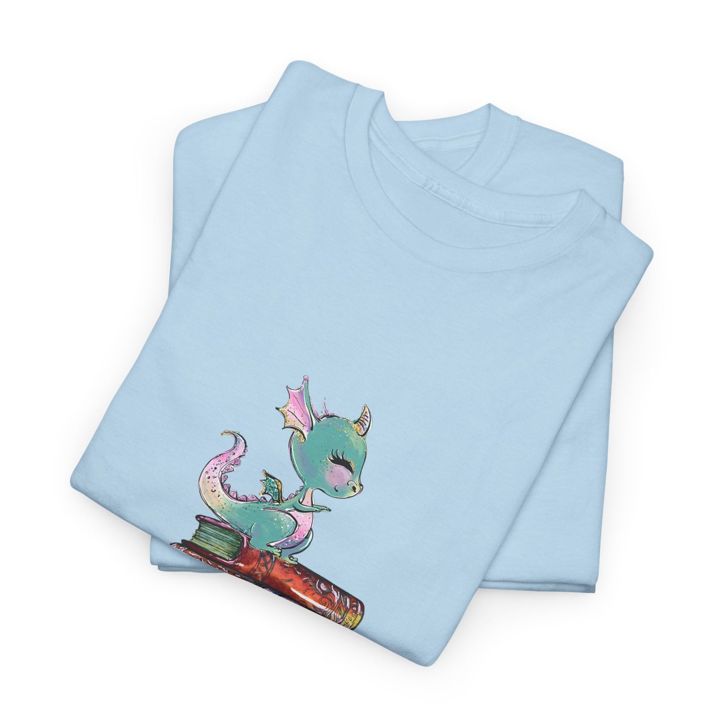 Book Dragon T-Shirt — Cute Book Stack Dragons Reading Tee