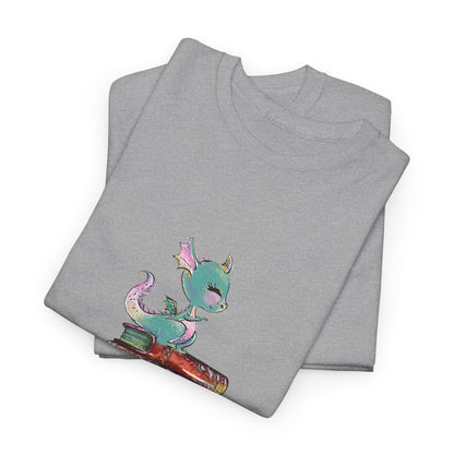 Book Dragon T-Shirt — Cute Book Stack Dragons Reading Tee