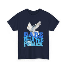 Babe With the Power Graphic Tee — Retro Blue Psychedelic Owl Design