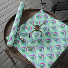 Mint Swirl Castle and Rainbow Wrapping Paper Roll — Iridescent Confetti Gift Wrap for Birthdays & Holidays