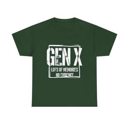 Gen X Tee — "Gen X: Lots of Memories, No Evidence" Vintage Retro Shirt