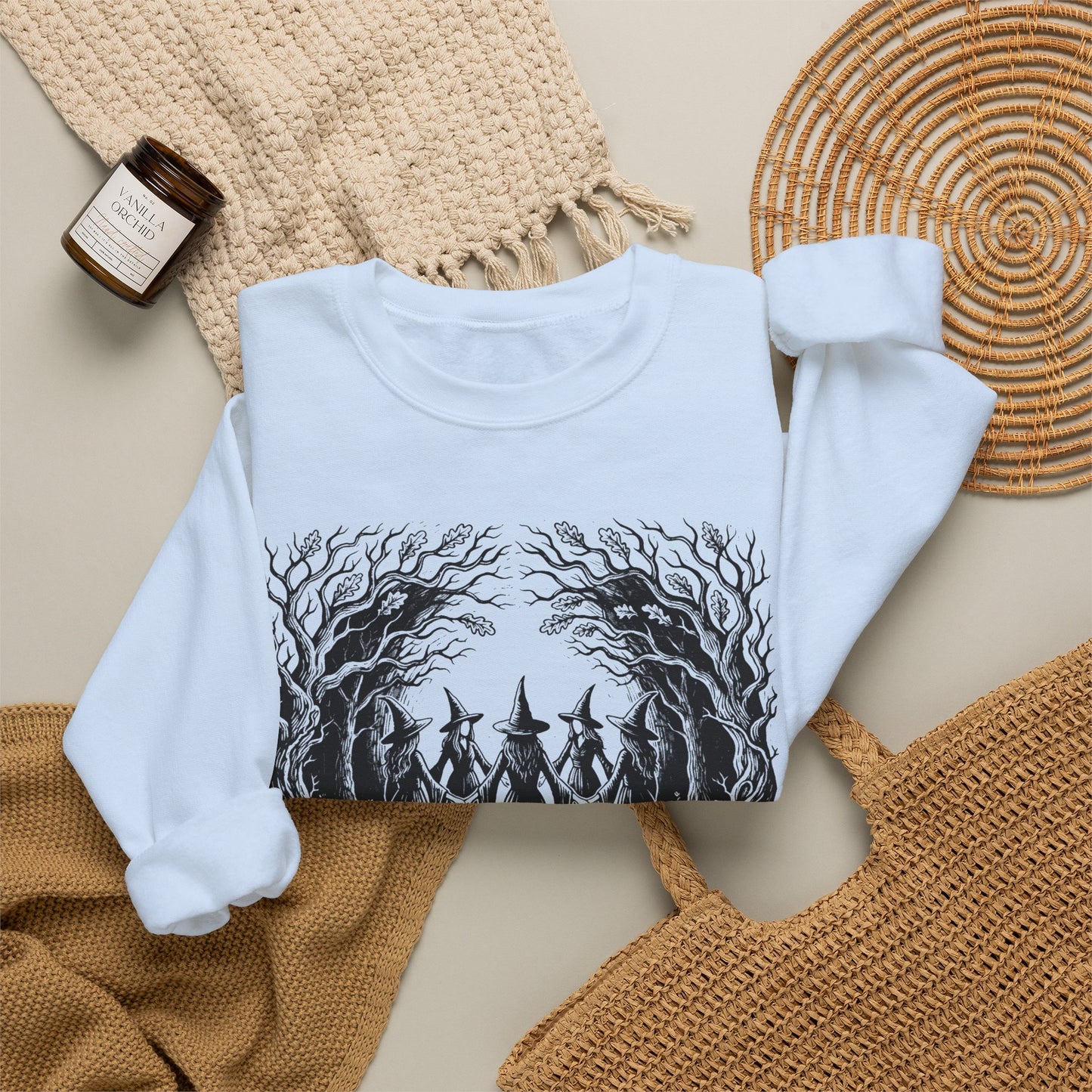 Witch Circle Crewneck Sweatshirt — "God Forbid Women Have Hobbies" Graphic