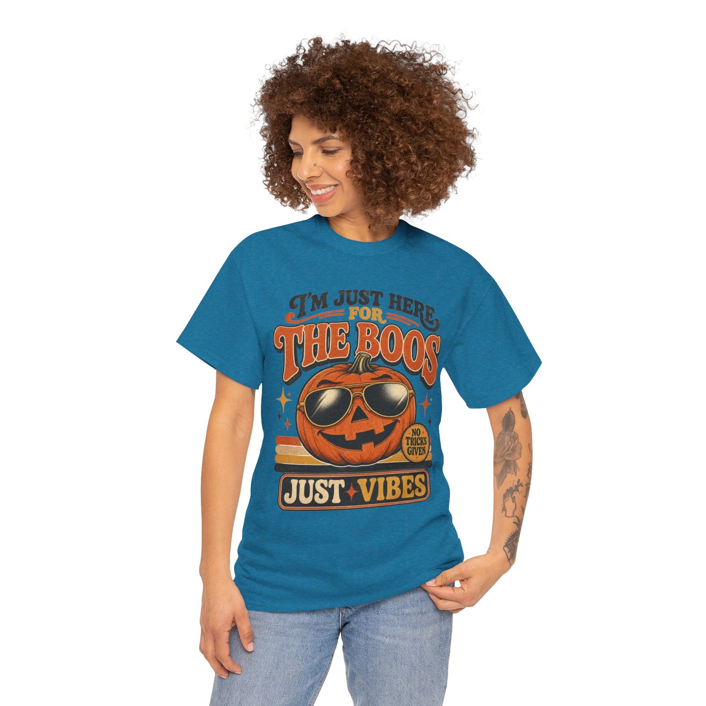 Halloween Pumpkin Tee — "I’m Just Here for the Boos" Retro Vibes