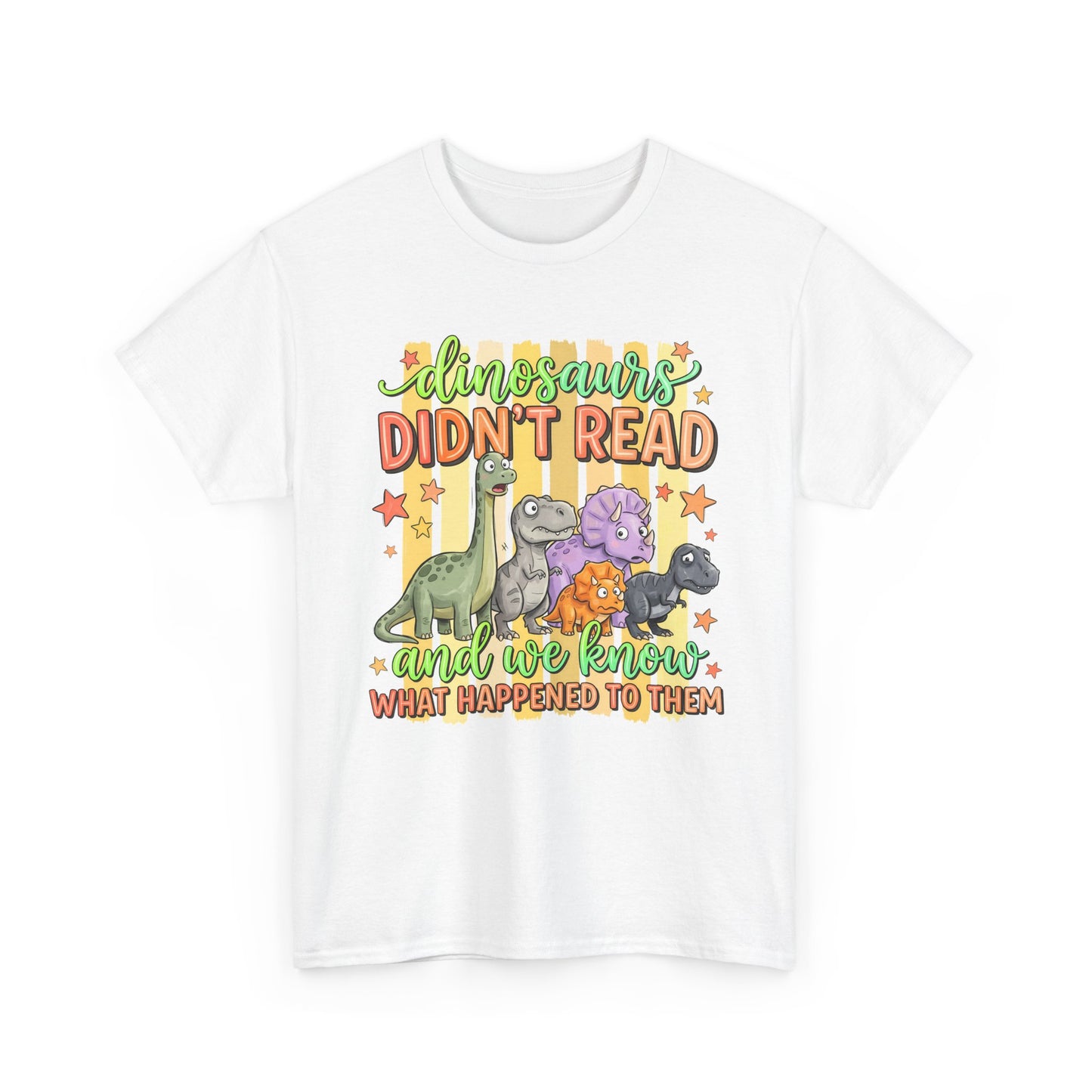 Dinosaur T‑Shirt — "Dinosaurs Didn't Read" Cute Retro Dino Graphic Tee