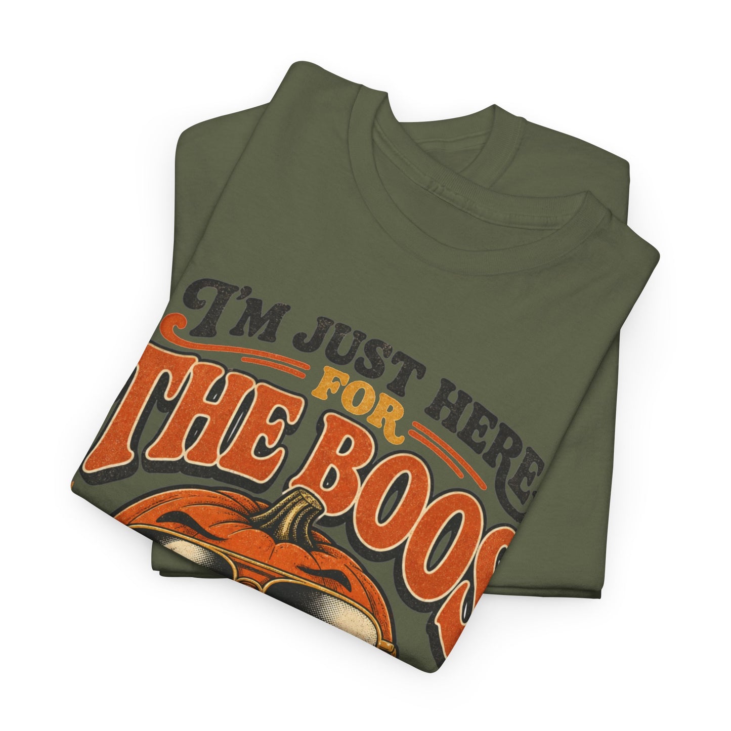 Halloween Pumpkin Tee — "I’m Just Here for the Boos" Retro Vibes