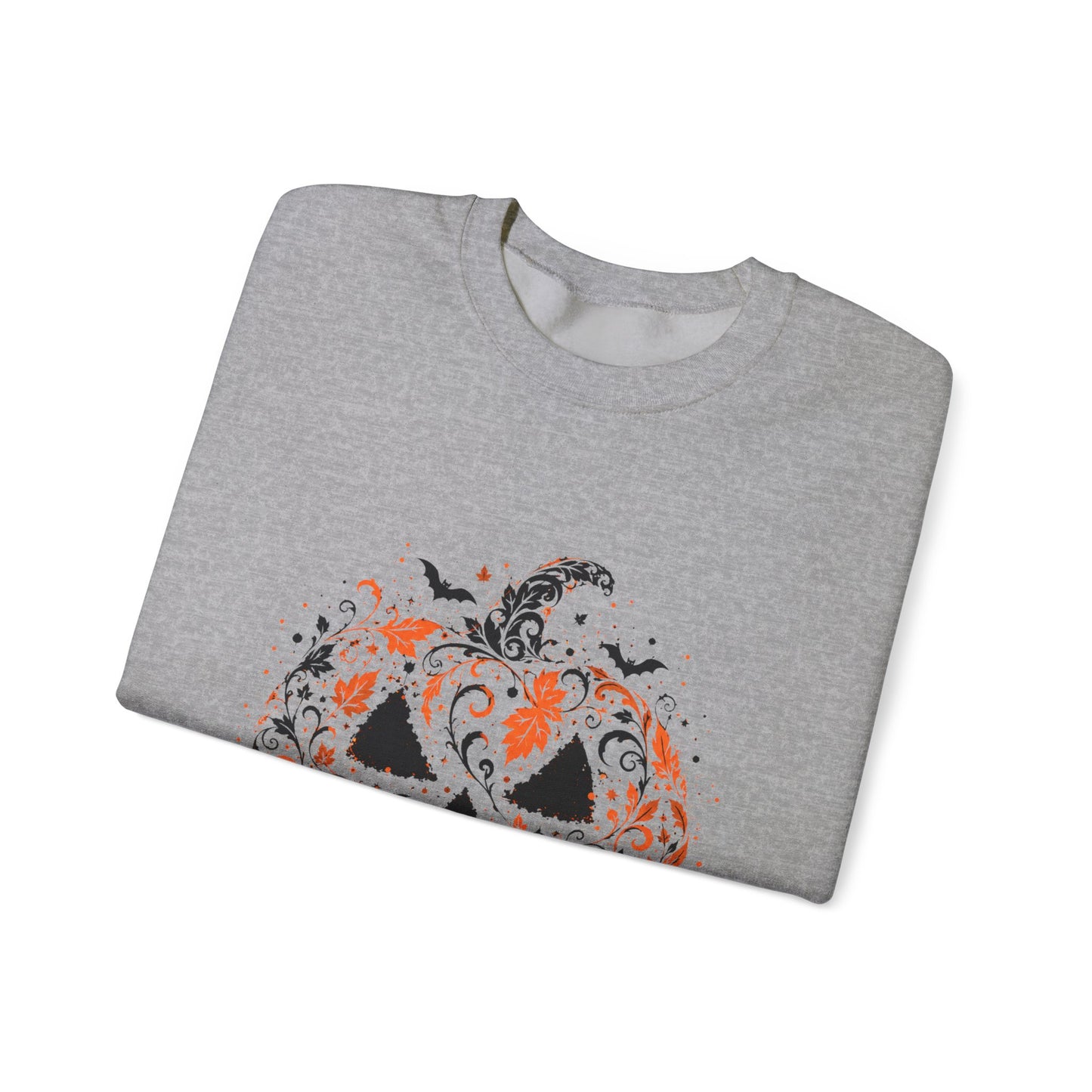 Halloween Pumpkin Crewneck Sweatshirt – Floral Jack-O'-Lantern Design