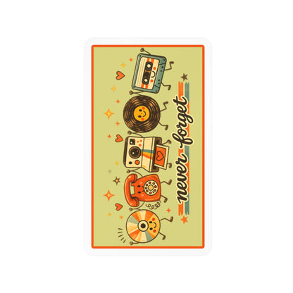 Retro Music Vinyl Decal — "Never Forget" Kiss-Cut Sticker